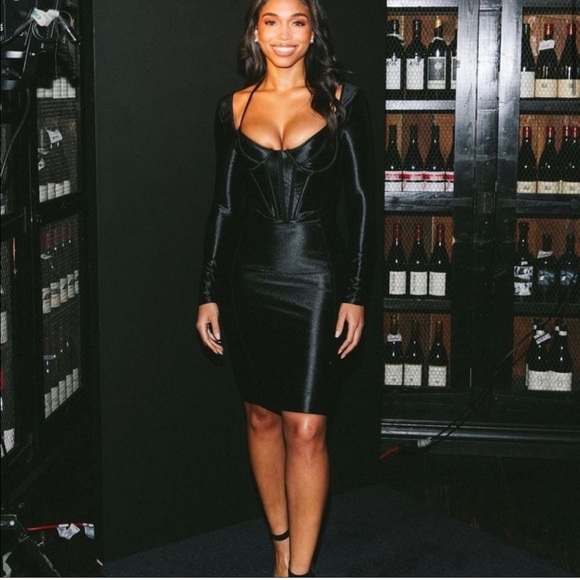 HOUSE OF CB 'Grazia' Black Disco Satin Corset Dress - Picture 5 of 9